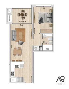 Apartamento en venta de 1 dormitorio en Malvin