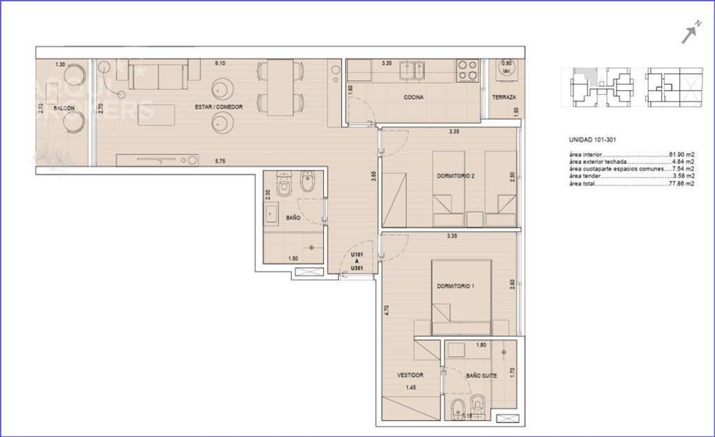 Apartamento de dos dormitorios en venta en Malvín - 101