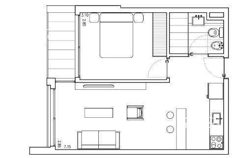 Venta apartamento de 1 Dormitorio en Pocitos piso alto con