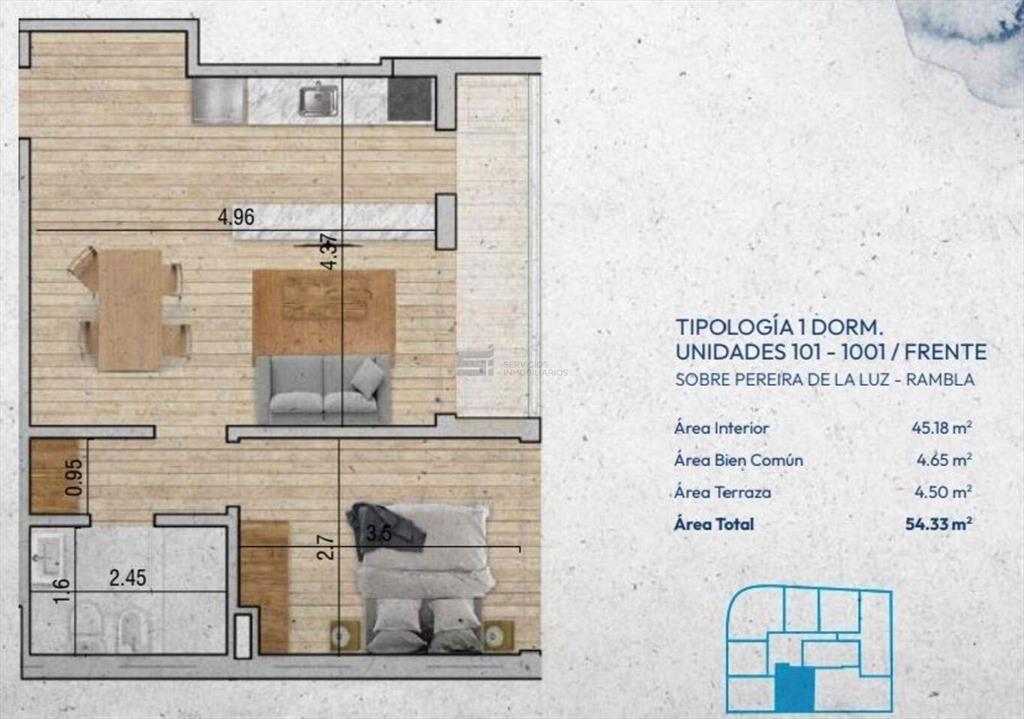 Se vende / Apartamento de un dormitorio con balcón en Pocit