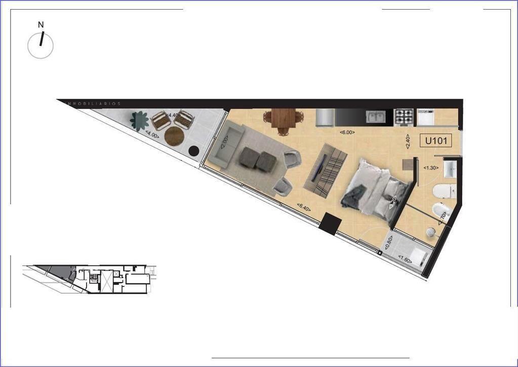 Apartamento monoambiente en venta en Pocitos Nuevo - 101