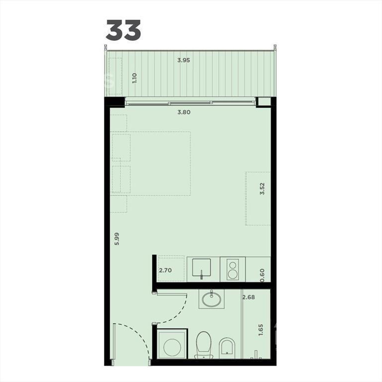 Apartamento monoambiente en venta en La Blanqueada - 333C