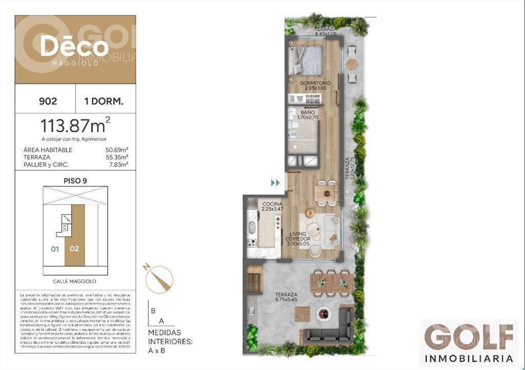 Venta Apartamento 1 dormitorio con gran Terraza - Parque Ro