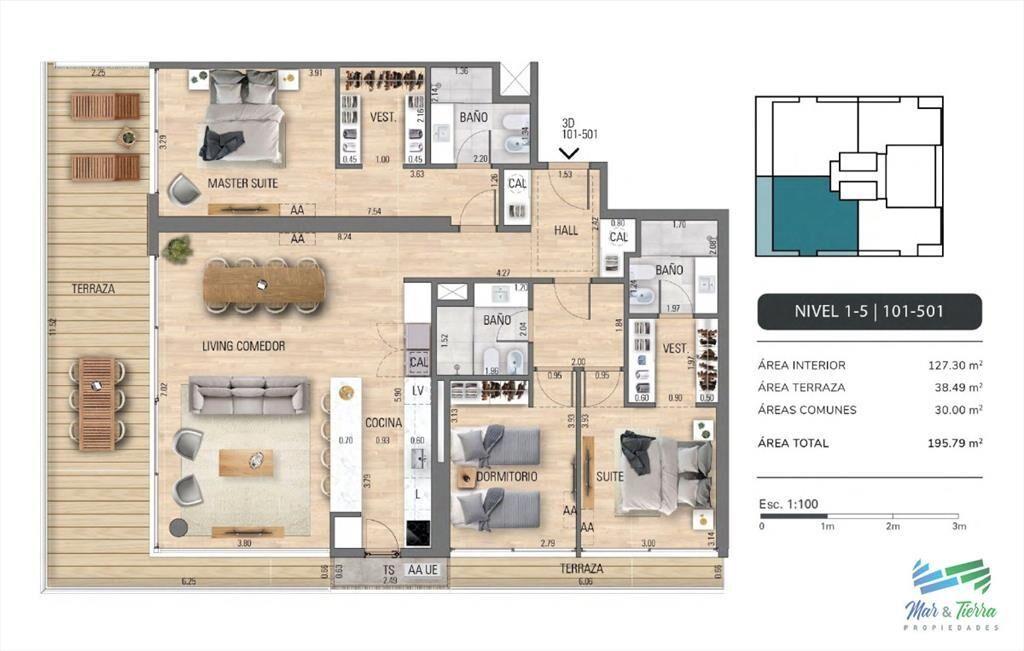 venta de apartamento en pozo 3 dormitorios linea