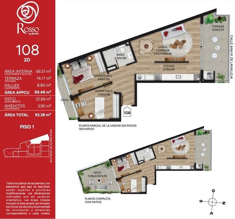Venta Apartamento 2 Dorm Con Patio Rosso Marzo2028