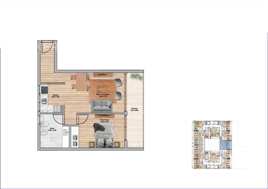 Apartamento de un dormitorio en venta en Pocitos Nuevo - 1