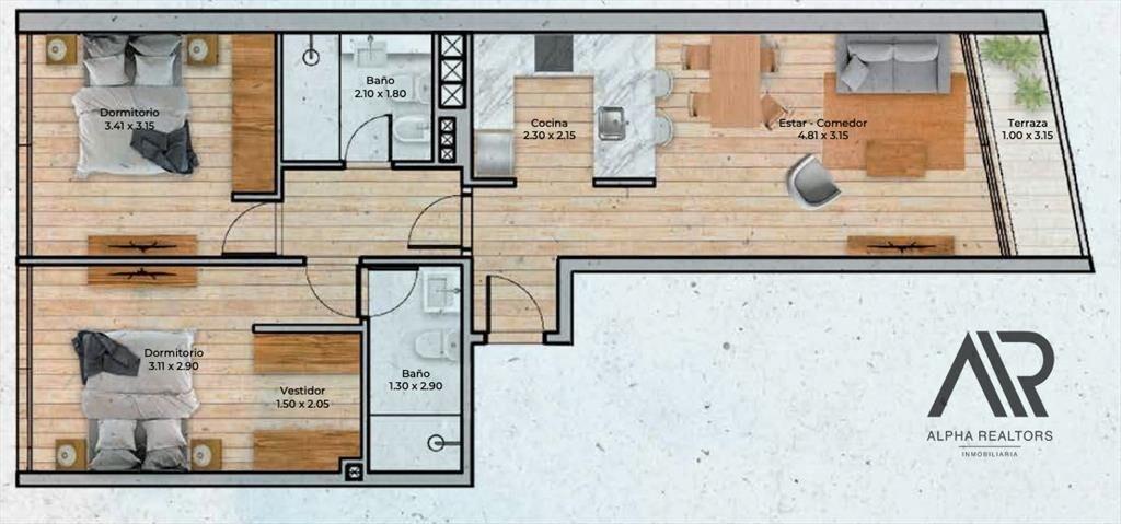 Apartamento en venta de 2 dormitorio en Pocitos Nuevo co...