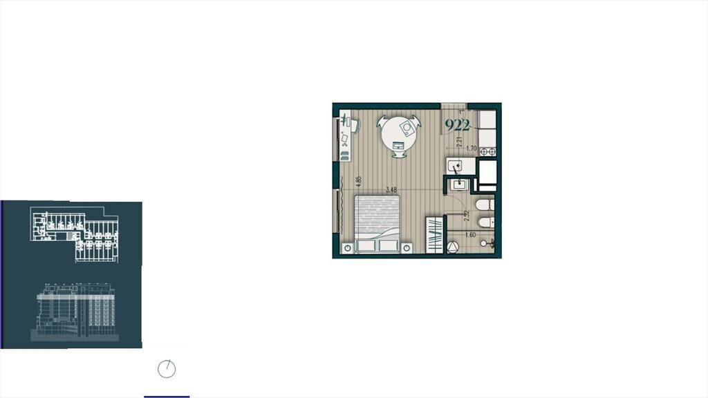 Venta apartamento monoambiente en Parque Rodó - 922