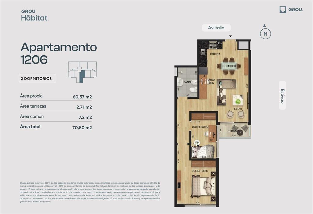 Venta apto 2 dorm, Parque Batlle