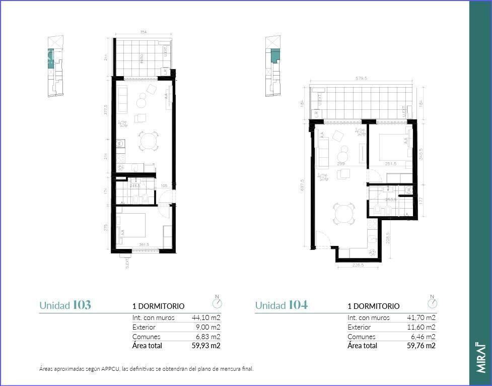 Apartamento de un dormitorio con patio en venta en Cordón -