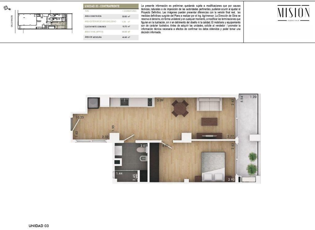 Venta apartamento 1 dormitorio sobre Rincón Misión Ciudad V
