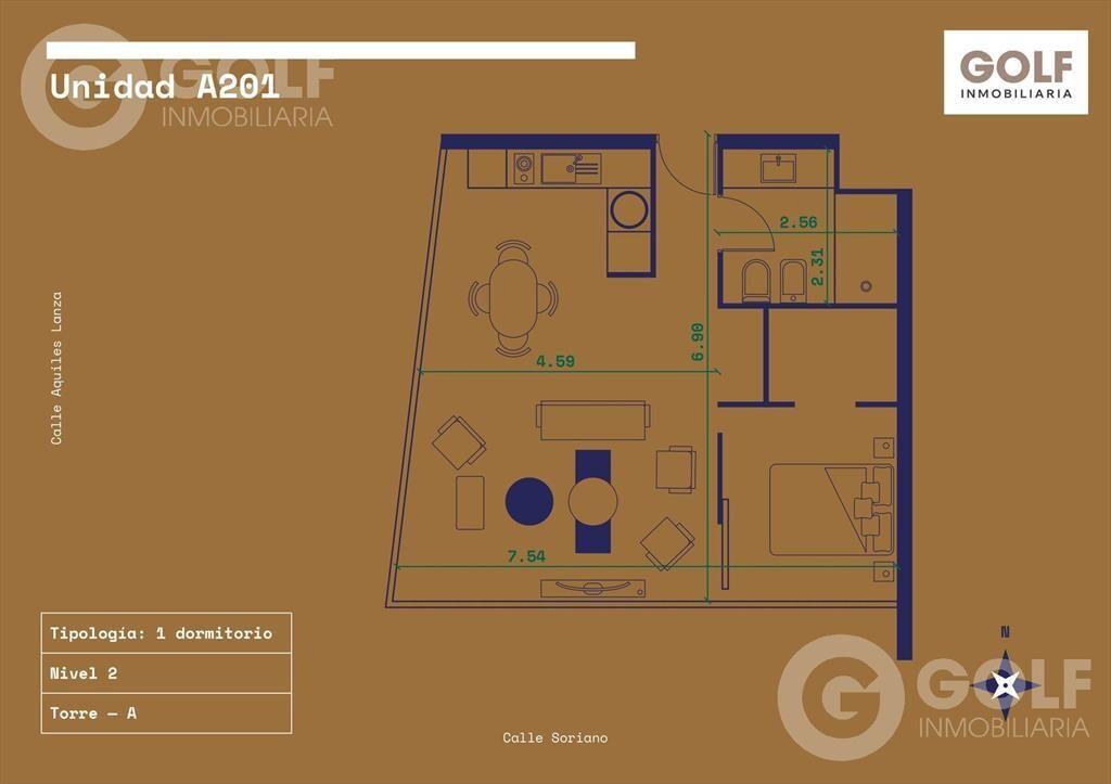 VENTA DE APARTAMENTO 1 DORMITORIO EN CENTRO