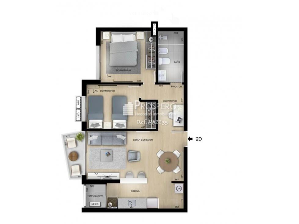 VA2235/2 Apto Nostrum Central 2dorm Centro Terraza