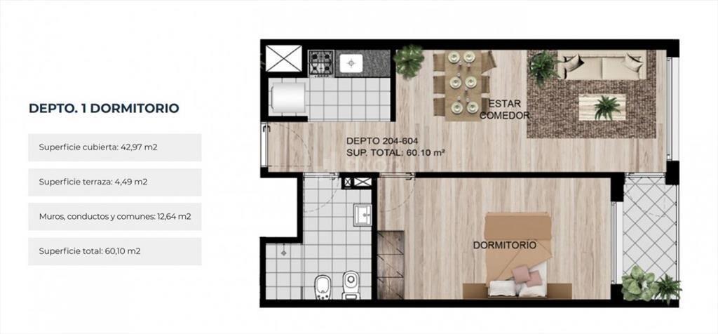 VENTA APARTAMENTO 1 DORMITORIO CORDON SUR EN OBRA