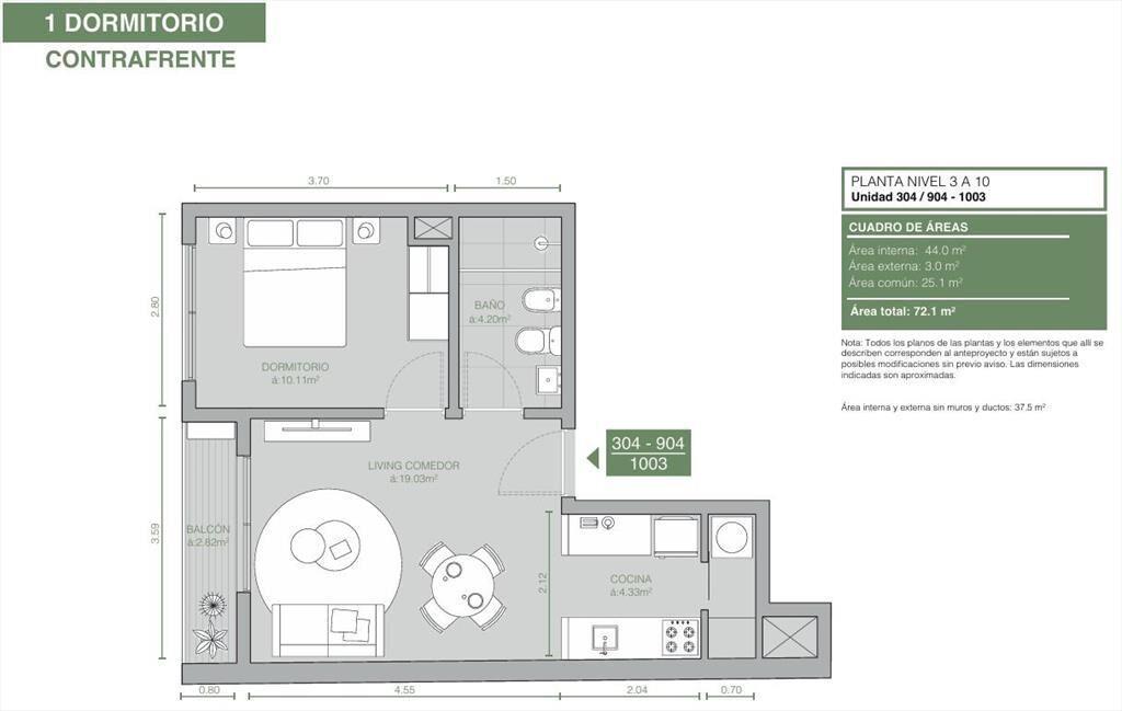 Venta Apartamento 1 Dormitorio en Tres Cruces