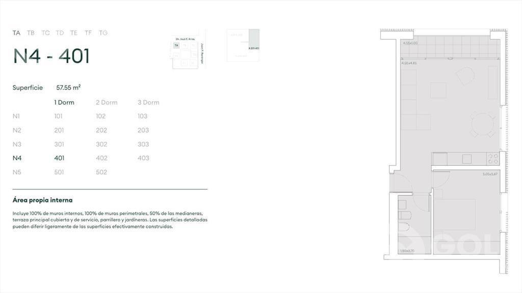Venta apartamento de 1 dormitorio en Carrasco