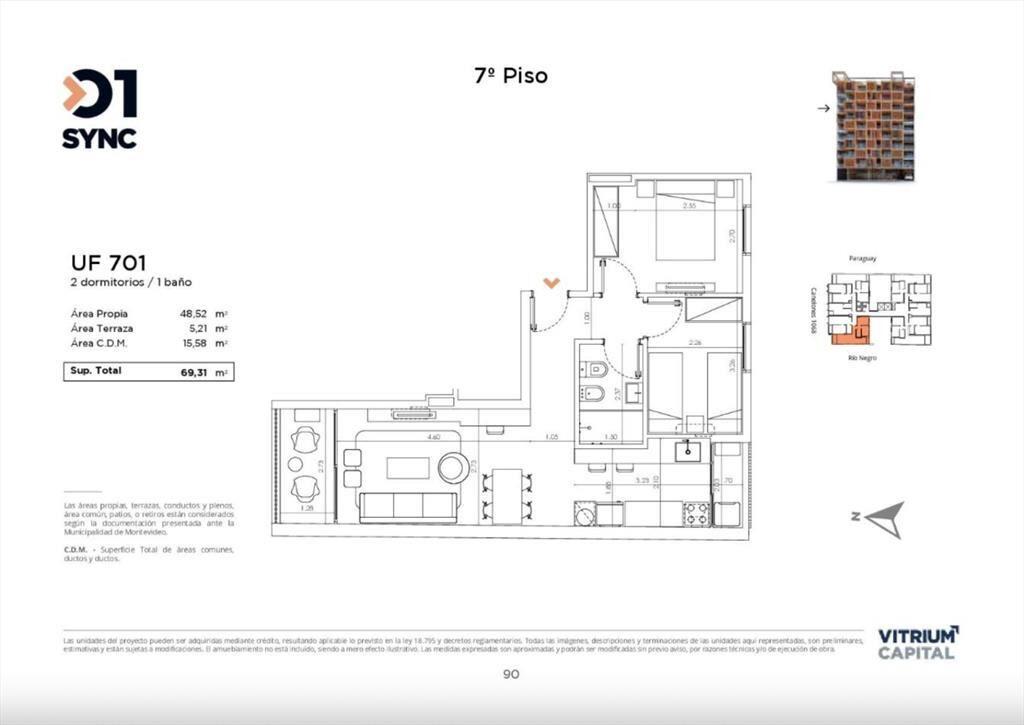 Apartamento en venta en el Centro de dos Dormitorios a E...