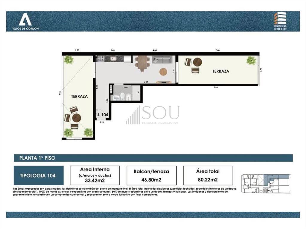 VENTA MONOAMBIENTE CON TERRAZA EN CORDÓN