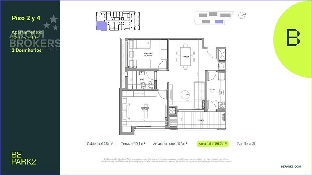 Apartamento de dos dormitorios en venta en Parque Rivera -