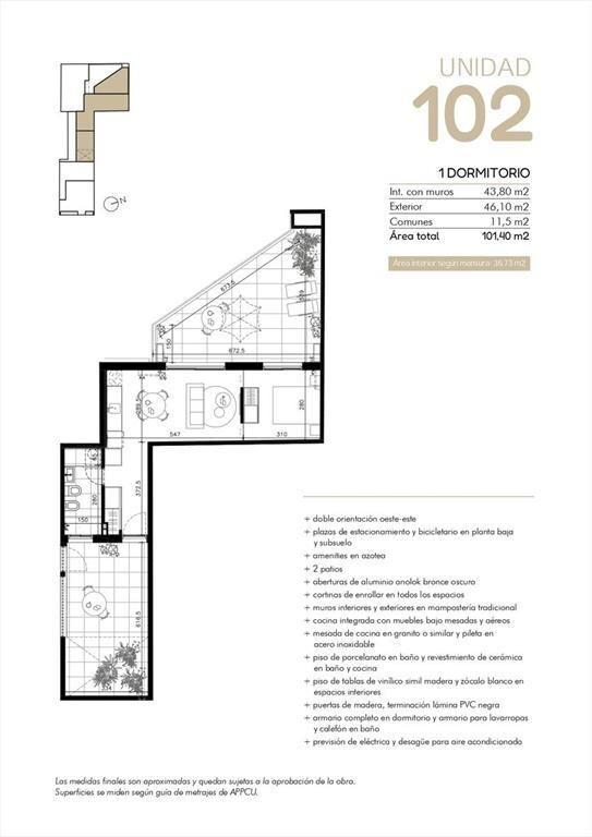 Venta Apartamento 1 Dormitorio en Cordon Sur