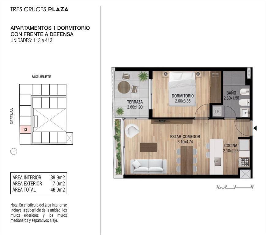 Venta 2 dormitorios Tres Cruces, Ley VIS