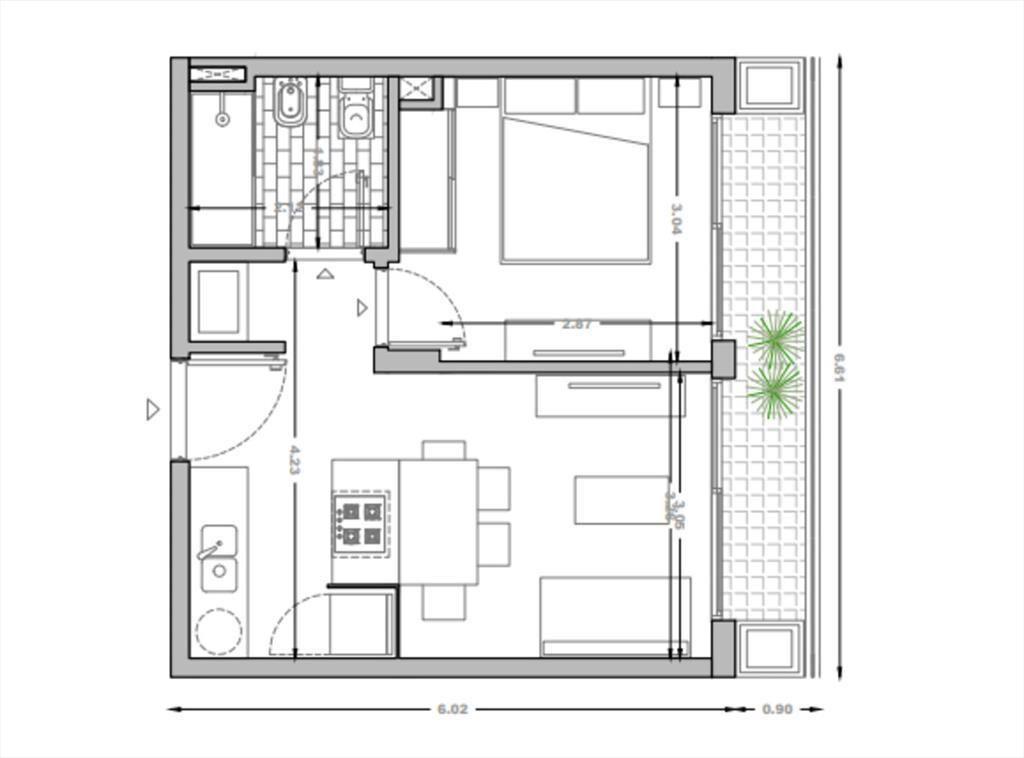 Venta apartamento 1 dormitorio en piso alto con garage a es