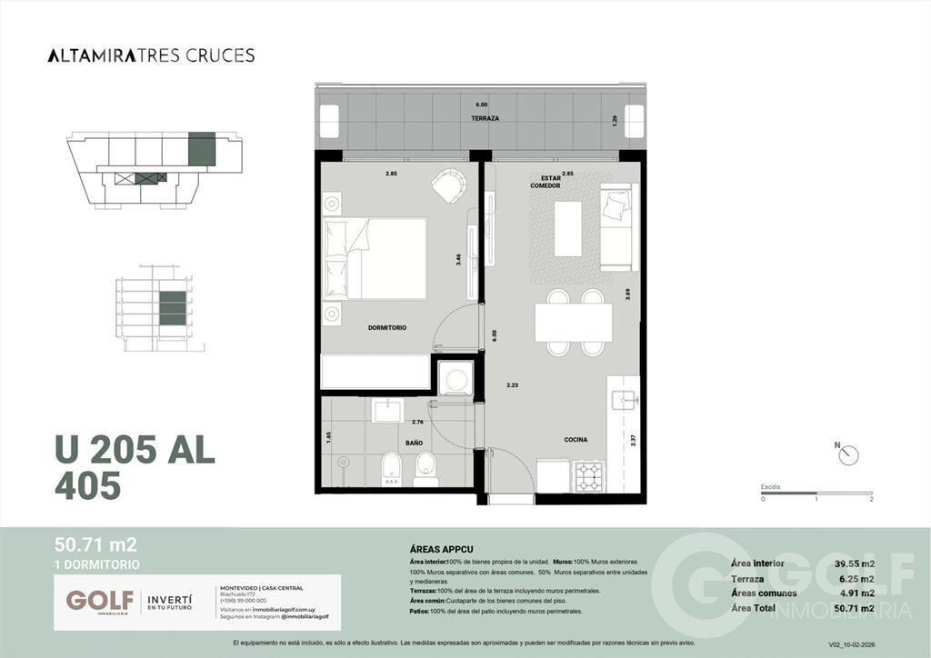 Venta de apartamento de 1 dormitorio en Tres Cruces