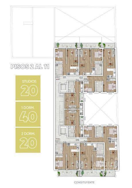 Venta apartamento monoambiente en Cordón - 1104R