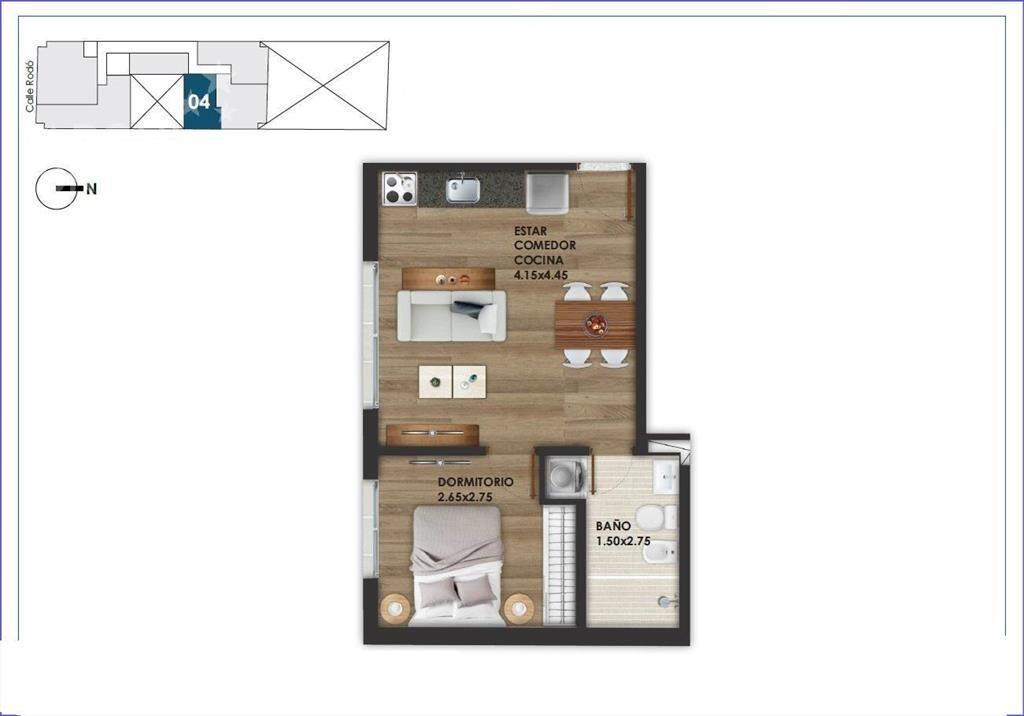 Apartamento de un dormitorio en alquiler en Cordón - 904