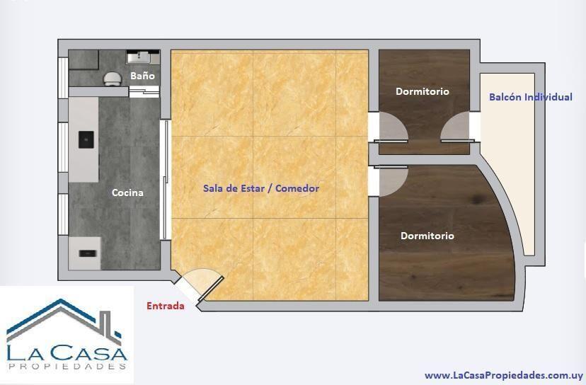 Alquiler en el Centro de Apartamento de dos Dormitorios con