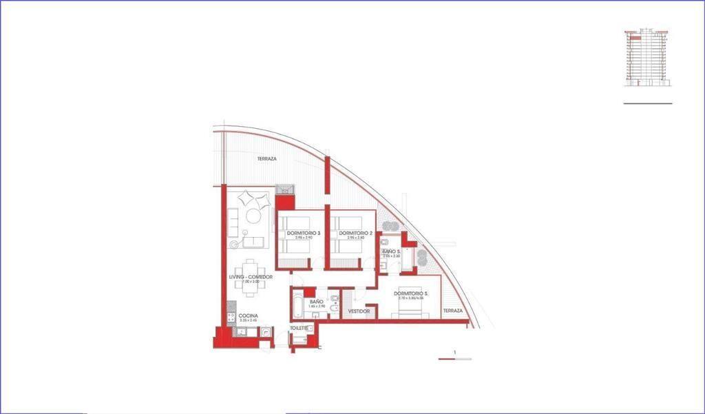 Apartamento de tres dormitorios en alquiler en Parque Roose
