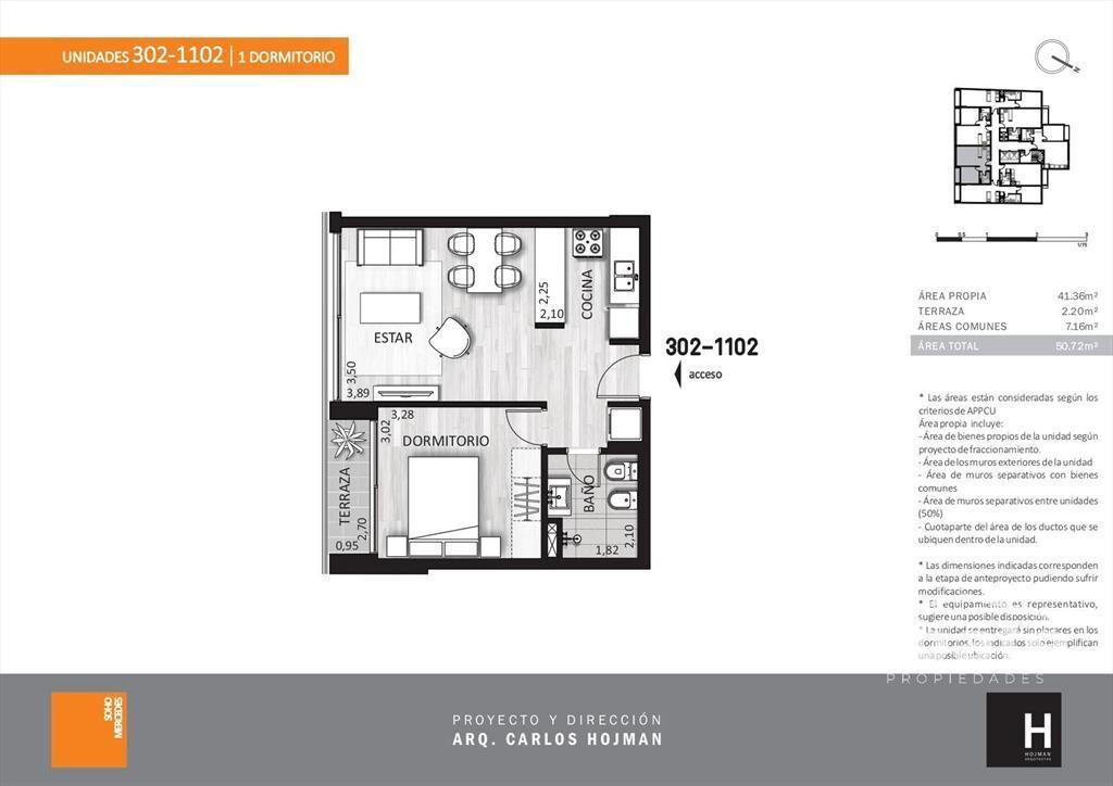 Venta apartamento 1 dormitorio en Cordón
