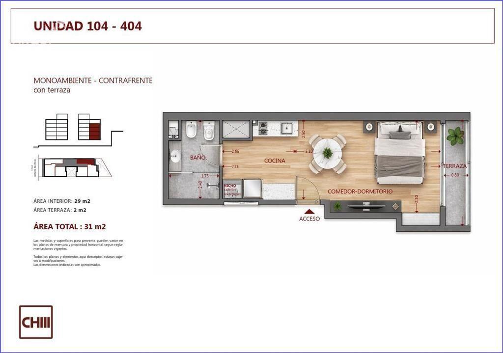 Apartamento monoambiente en venta en Pocitos - 104