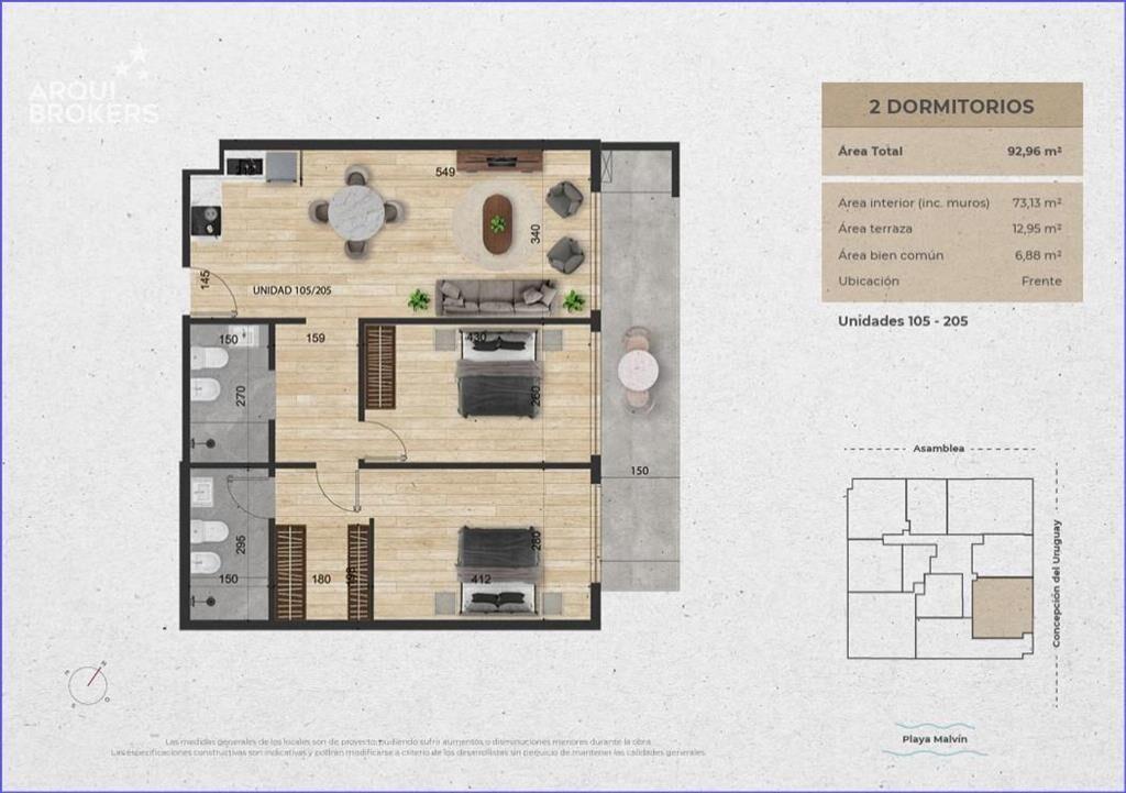 Apartamento de dos dormitorios en venta en Malvín - 105