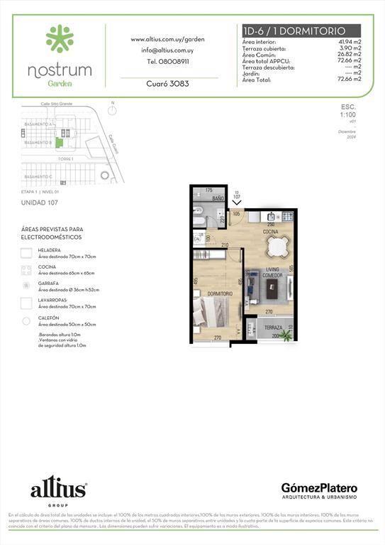 VENTA 1 DORMITORIO NOSTRUM GARDEN PRADO