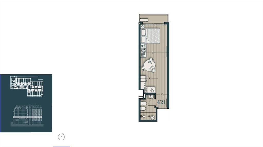 Venta apartamento monoambiente en Parque Rodó - 421