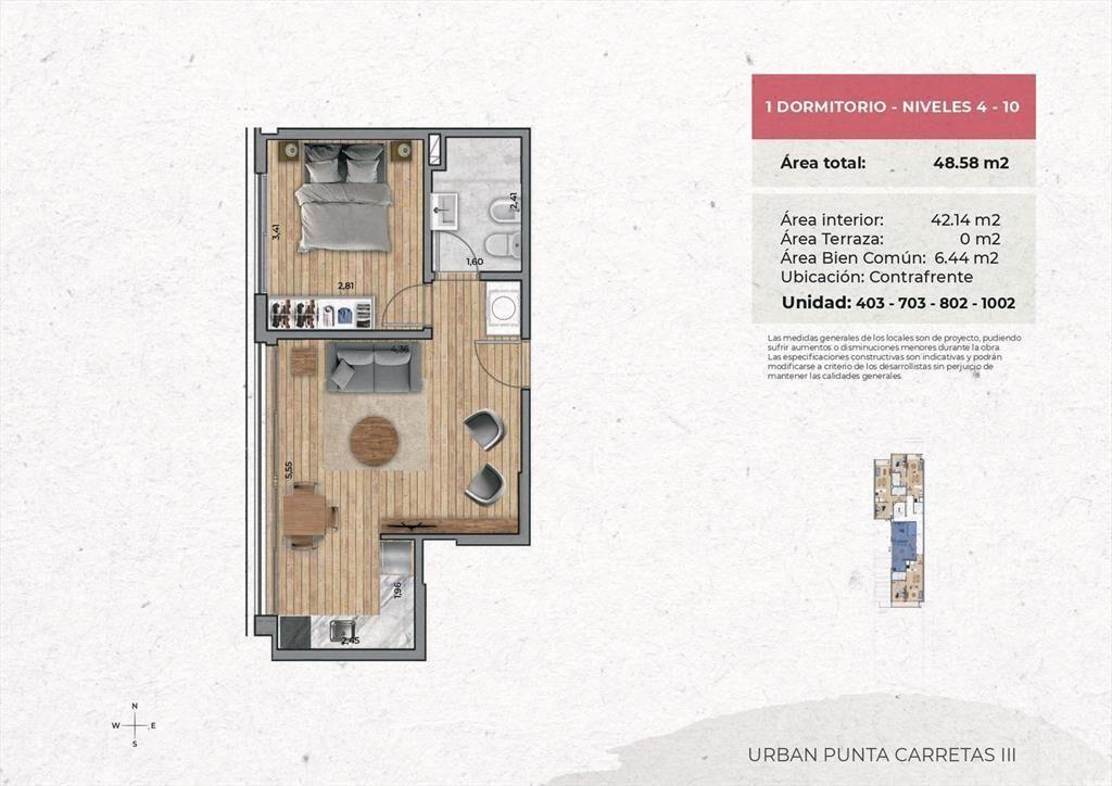 Venta Apartamento 1 Dormitorio en Punta Carretas