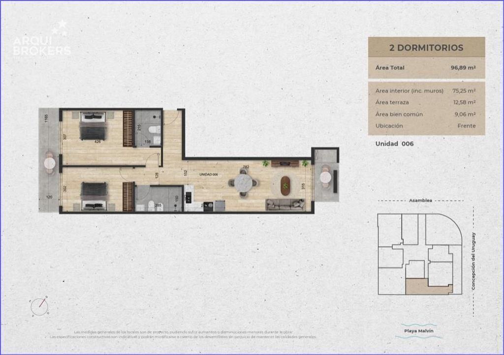 Apartamento de dos dormitorios en venta en Malvín - 006