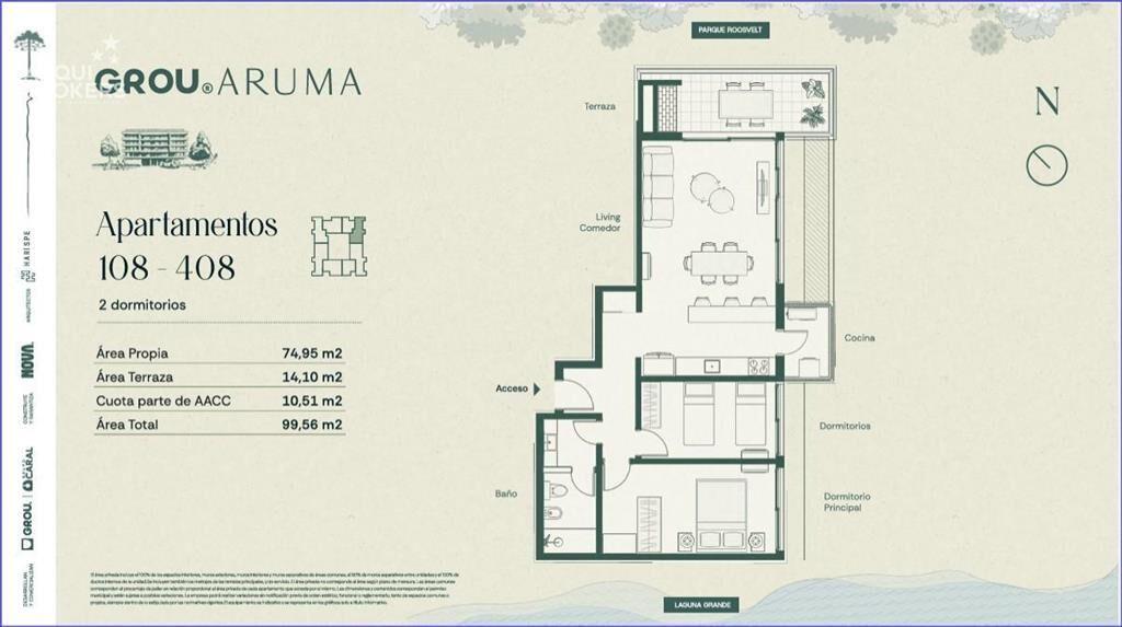 Apartamento de dos dormitorios en venta en Parque Miramar -
