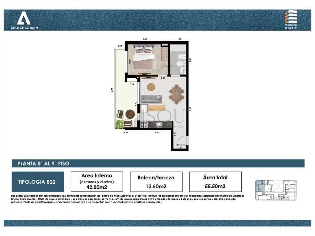 VENTA APARTAMENTO 1 DORMITORIO CORDÓN