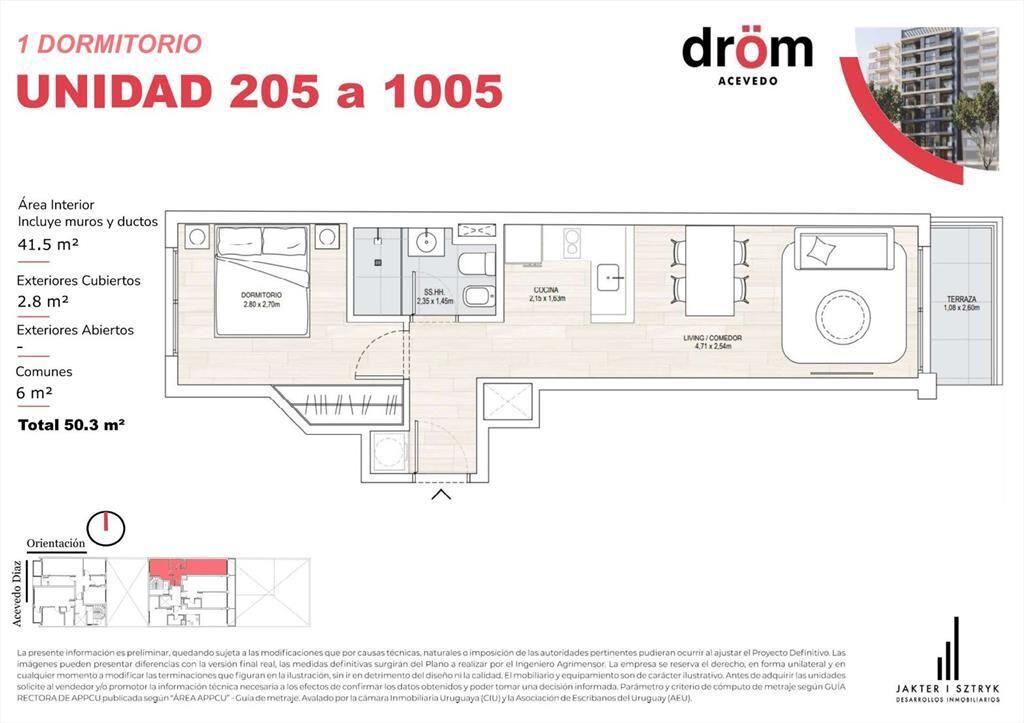 Venta apartamento Cordón 1 dormitorio pozo 2027