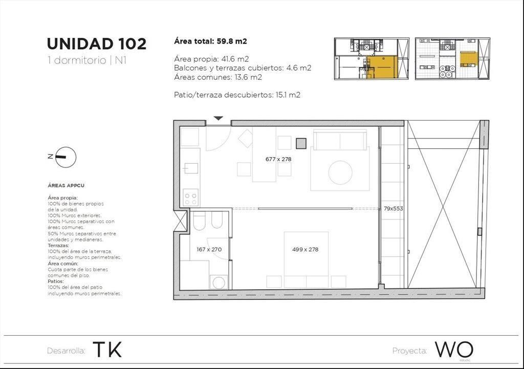 ALQUILER APTO ESTRENAR 1 DORMITORIO PALERMO C/ PARRILLERO