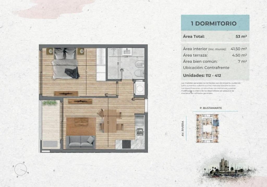 Venta de apartamento de 1 dormitorio en Urban Port III, Buce