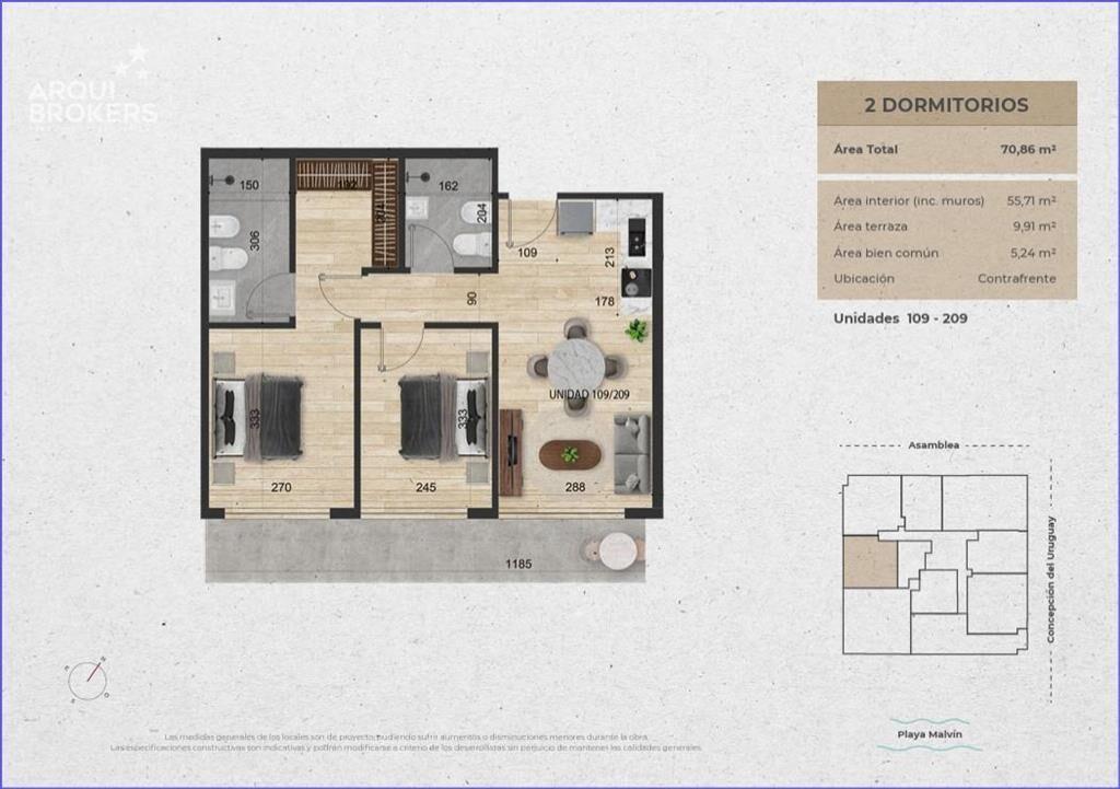 Apartamento de dos dormitorios en venta en Malvín - 109