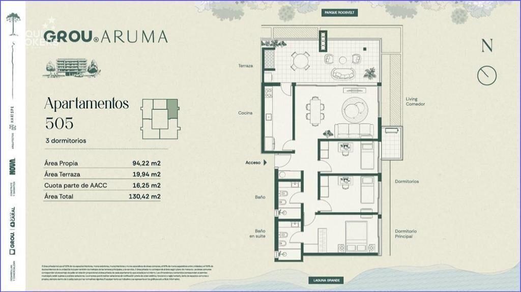 Apartamento penthouse de tres dormitorios en venta en Parqu