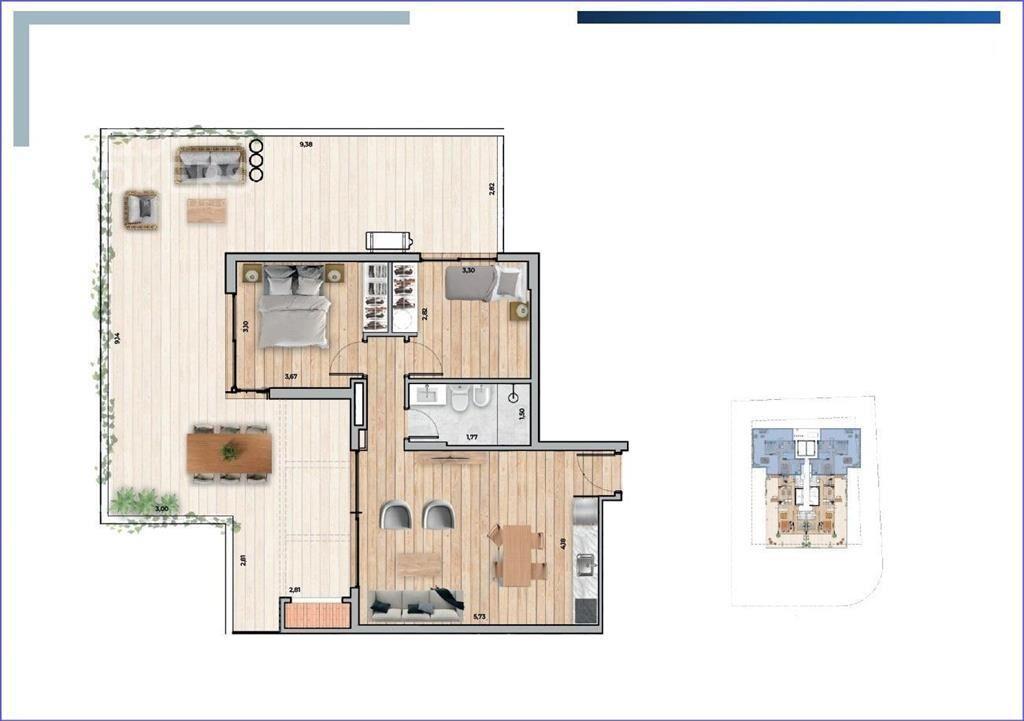 Apartamento penthouse de dos dormitorios en venta en Lagoma
