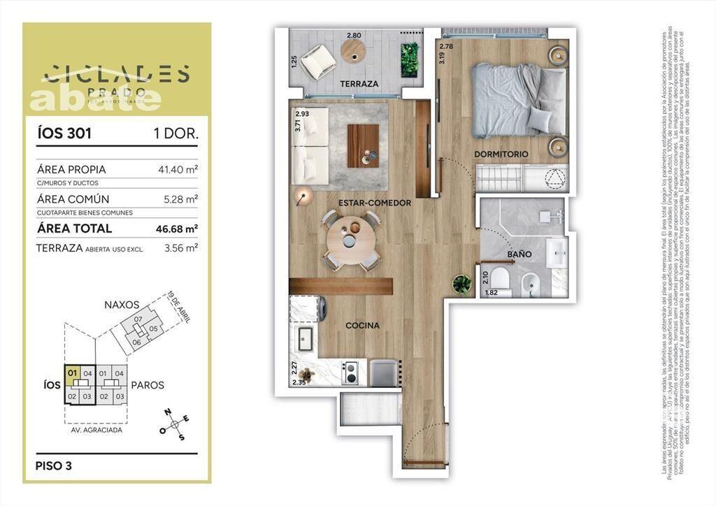Apartamento 1 dormitorio a estrenar en Prado