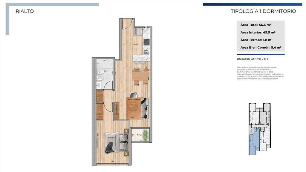 Venta Apartamento Cordón Sur 1 Dormitorio Estrena 04/27