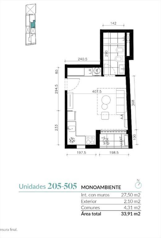 Venta Monoambiente Cordón a estrenar Julio 2027