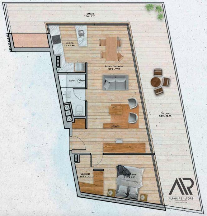 Apartamento en venta de 1 dormitorio en Pocitos Nuevo co...
